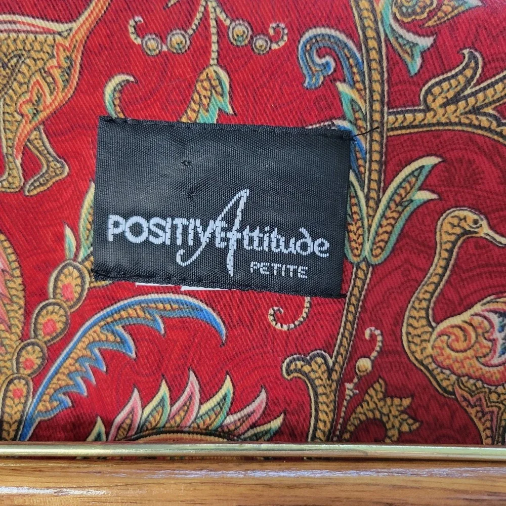 Positive Attitude Tapestry Skirt Set Womens Petite Red Vintage Animal Print EXCL